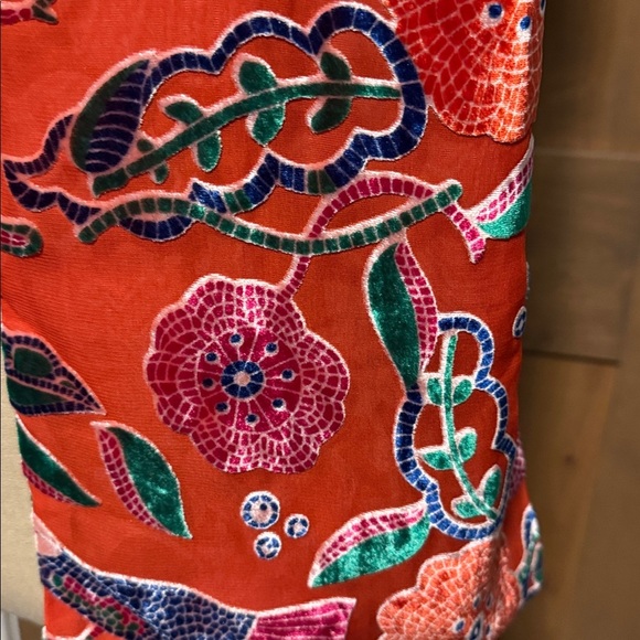 Shikreen Silk/Rayon Floral Bird Mosaic Scarf Womens Colorful whimsical Bohemian - Picture 3 of 8